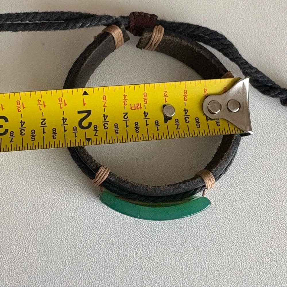 Jade & Leather Adjustable Bracelet - Picture 2 of 7